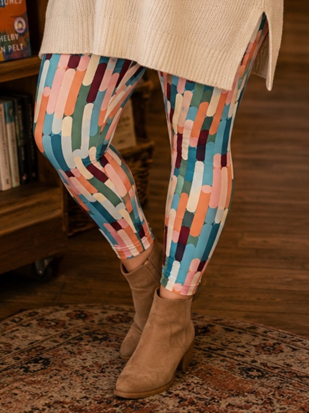 Agnes & Dora Buttery Soft Leggings Colorful Abstract Print XL NWT